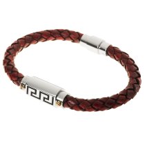 Stainless Steel Anti Brown Braided Bolo Leather Cord 6mm Magnetic Cuff Wristband Bracelets 8"
