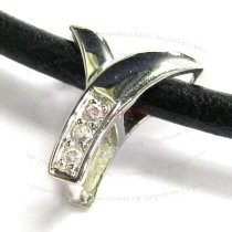 1x Rhodium plated Sterling Silver CZ crystal Plant Pendant Bail Clasp
