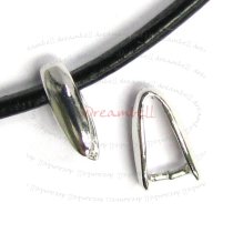 2x Rhodium plated STERLING SILVER Bail Pinch Pendant Clasp Connector