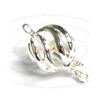 1x Sterling silver CORRUGATED Pearl Ball Safety clasp 1-strand 10mm