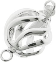 1x Sterling Silver Corrugated Pearl Ball Safety Clasp - 10mm Single Strand