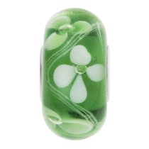 Sterling Silver Green Murano Flower Glass Bead for European Charm Bracelets 14mm