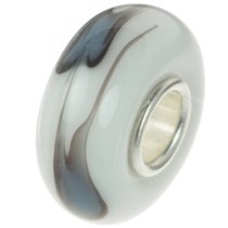 Sterling Silver ROUND White Glass Bead for European Charm Bracelets