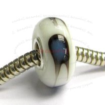Sterling Silver ROUND White Glass Bead for European Charm Bracelets