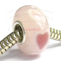 Sterling Silver PINK HEART Murano Glass for European Bead charm Bracelet