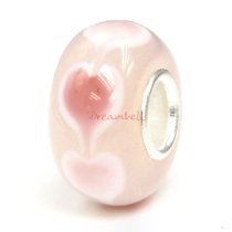 Sterling Silver PINK HEART Murano Glass for European Bead charm Bracelet