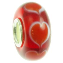 Sterling Silver RED HEART Murano Glass Bead for European Charm Bracelets 13.5mm