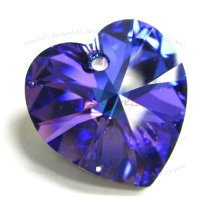 2x 6228 Swarovski Xilion Crystal Heart Charm pendant Heliotrope 14mm