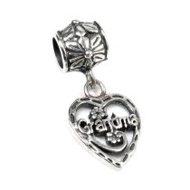 Sterling Silver Heart Love Grandma Dangle Bead for European Charm Bracelets