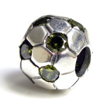 Sterling silver Round Football Soccer Cz bead for European Charm Bracelets