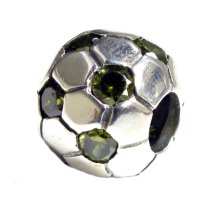 Sterling silver Round Football Soccer Cz bead for European Charm Bracelets