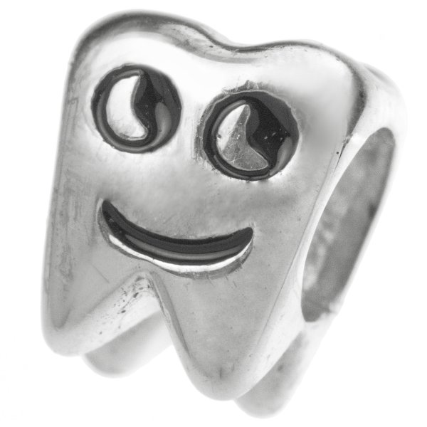 Sterling silver Smily Tooth bead for European Charm Bracelets
