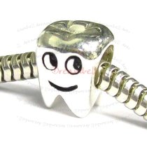 Sterling silver Smily Tooth bead for European Charm Bracelets