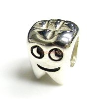 Sterling silver Smily Tooth bead for European Charm Bracelets