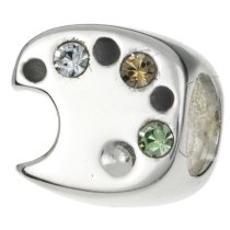 Sterling silver Palette Cz bead for European Charm Bracelets