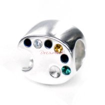 Sterling silver Palette Cz bead for European Charm Bracelets