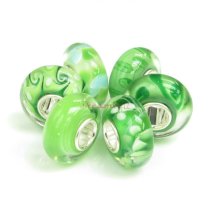 Sterling Silver Assorted Grass Green Murano flower Glass Bundle Bead for European Charm Bracelets