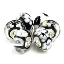 Sterling Silver Assorted Black and White Murano Glass Bundle Bead for European Charm Bracelets