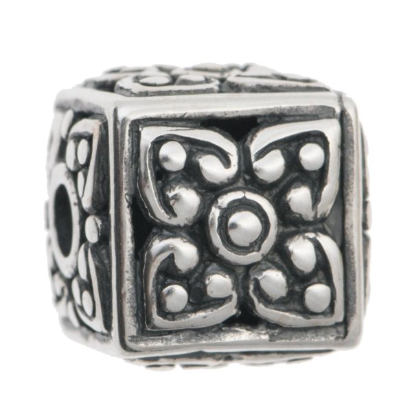 1x Sterling Silver Heart Cube Focal bead 12mm