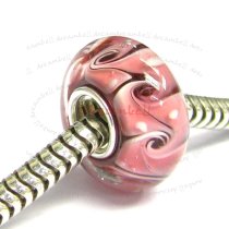 Sterling Silver Dark Pink Murano Glass Bead for European Charm Bracelets