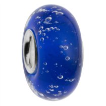 Sterling Silver Blue Bubble Murano Glass Bead for European Charm Bracelets