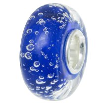 Sterling Silver Blue Bubble Murano Glass Bead for European Charm Bracelets