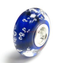 Sterling Silver Blue Bubble Murano Glass Bead for European Charm Bracelets
