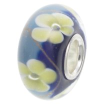 Sterling Silver Blue Murano Flower Glass Bead for European Charm Bracelets