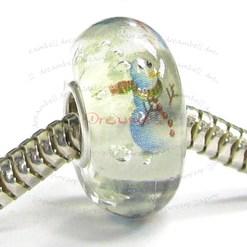 Sterling Silver Clear Snowman Glass Bead for European Charm Bracelets