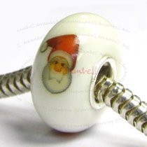 Sterling Silver Santa Claus Glass Bead for European Charm Bracelets