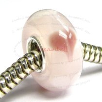 Sterling Silver Pink Heart Murano Glass Bead for European Charm Bracelets