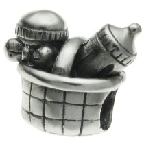 Sterling silver Mom's Baby Kid Bottle BASKET set Bead for European Charm Bracelets