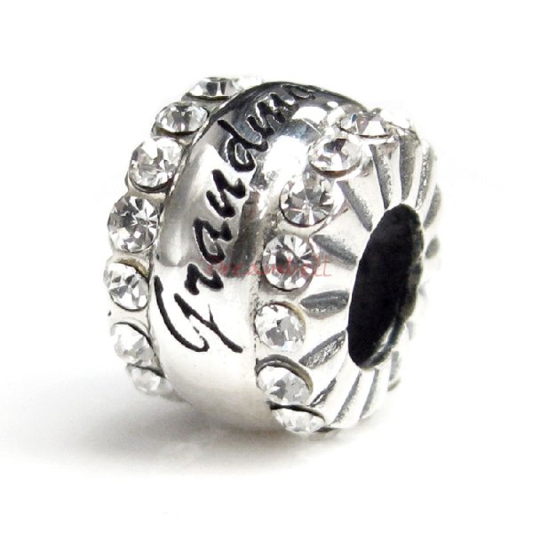 Sterling Silver Grandmother Grandma Nana Crystal for European Charm Bracelets