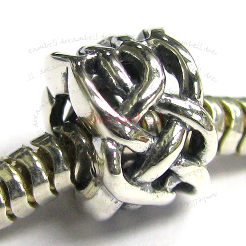 Sterling Silver Celtic Ribbon Love Knot weave Flower bead European Charm Bracelets
