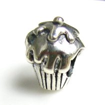 1x Sterling Silver Cup cake Bead for European Charm Bracelets