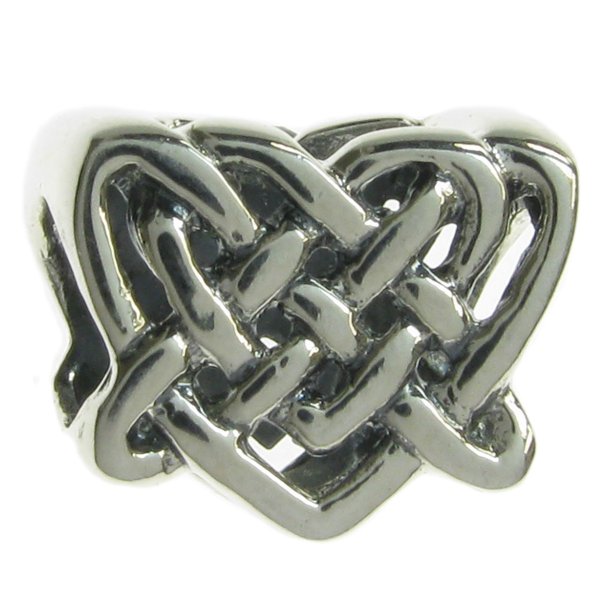 Sterling Silver Celtic Love Knot Heart Bead for European Charm Bracelets