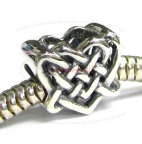 Sterling Silver Celtic Love Knot Heart Bead for European Charm Bracelets