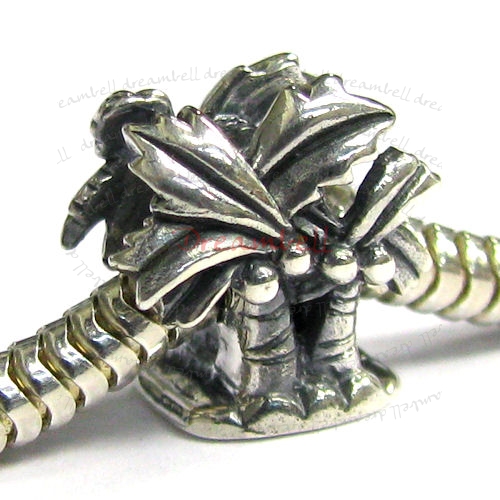 1x Sterling Silver Coconut Palm Tree Bead for European Charm Bracelets
