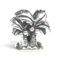 1x Sterling Silver Coconut Palm Tree Bead for European Charm Bracelets
