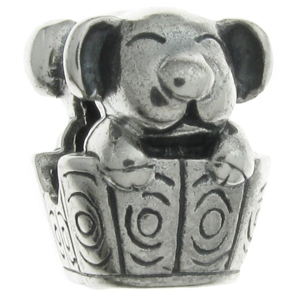 Sterling Silver DOG in BASKET Bead for European Charm Bracelets