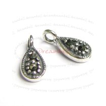 2x Sterling Silver Marcasite Chandelier Teardrop Charm Pendant