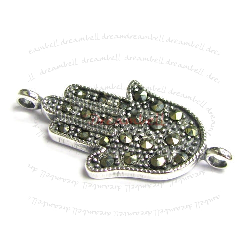 1x Sterling Silver hand MARCASITE Link Pendant Connector