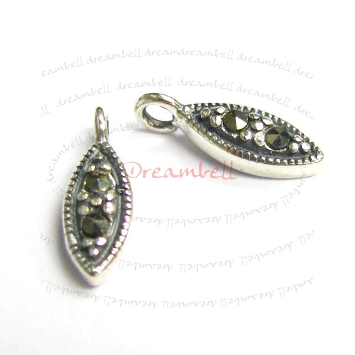 2x Sterling Silver MARCASITE Chandelier leaf charm Pendant 11.6mm