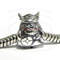 Sterling Silver Viking Warrior Pirate Bead for European Charm Bracelets