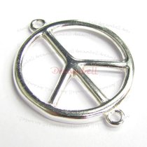 1x Bright Sterling Silver Round Peace Link Connector 23.7mm