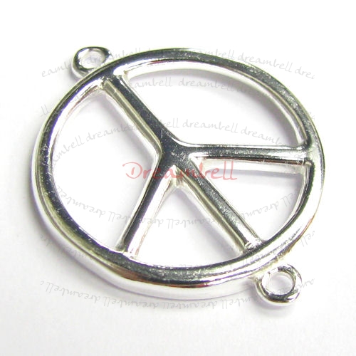 1x Bright Sterling Silver Round Peace Link Connector 23.7mm