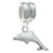 Sterling Silver Dolphin Dangle Bead for European Charm Bracelets
