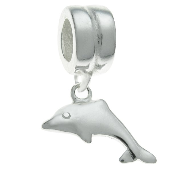 Sterling Silver Dolphin Dangle Bead for European Charm Bracelets