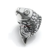 Antique .925 Sterling Silver CZ Fish Bead F/ European Charm Bracelets