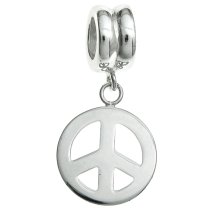 Sterling Silver Peace Dangle Bead for European Charm Bracelets